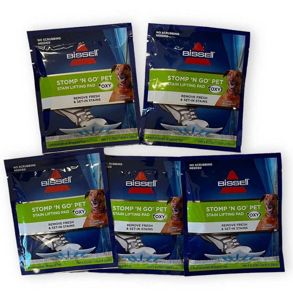 Bissell‎ Stomp 'n Go Pet Stain Lifting Pad+ OXY 5 Pack New Sealed